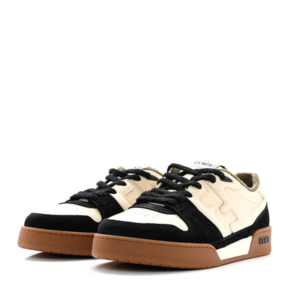 Fendi Suede Vitello Mens Fendi Match Low Top Sneakers 10 Milk Black 3 of 12