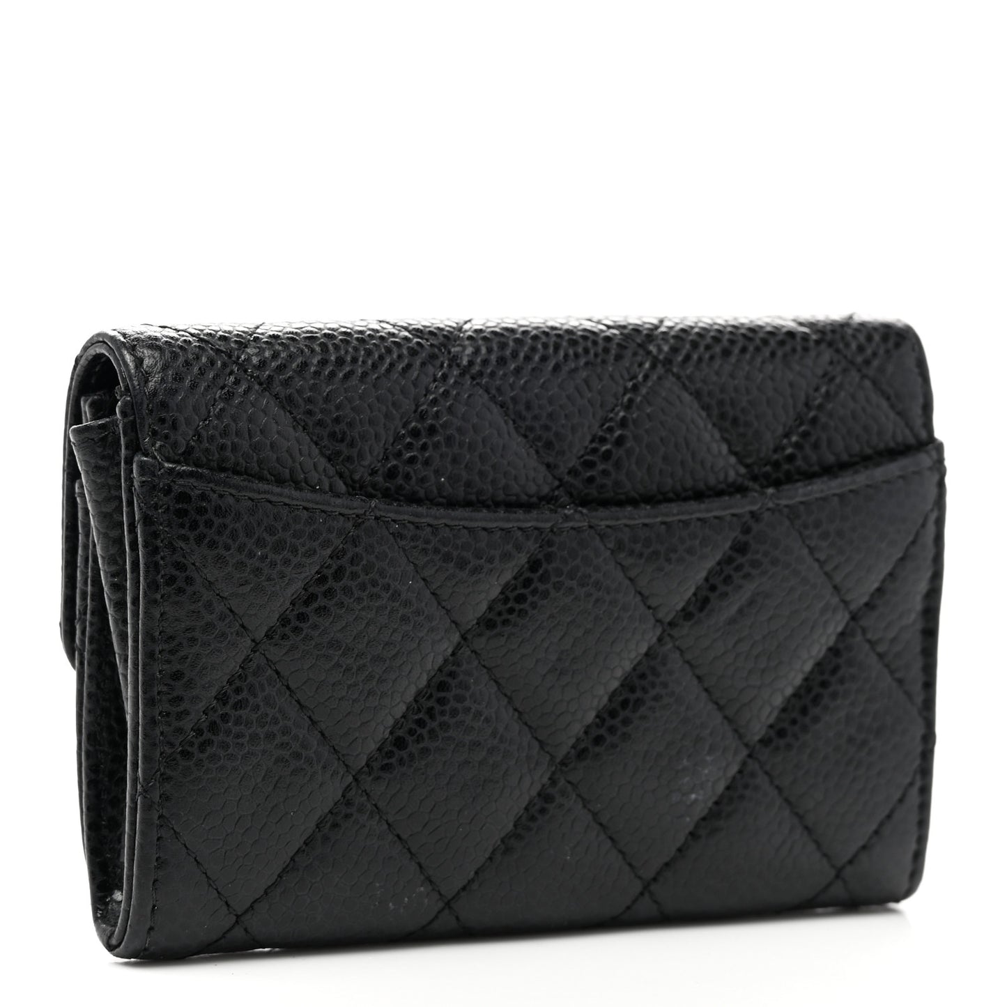Caviar Quilted Flap Card Holder Black