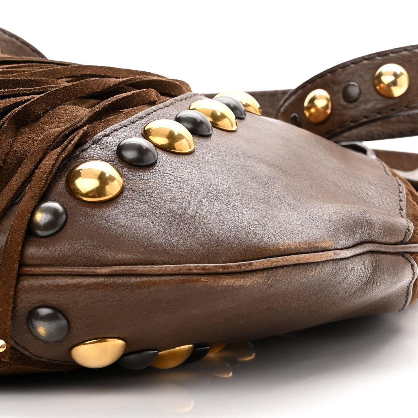 Calfskin Suede Fringe Babouska Hobo Brown