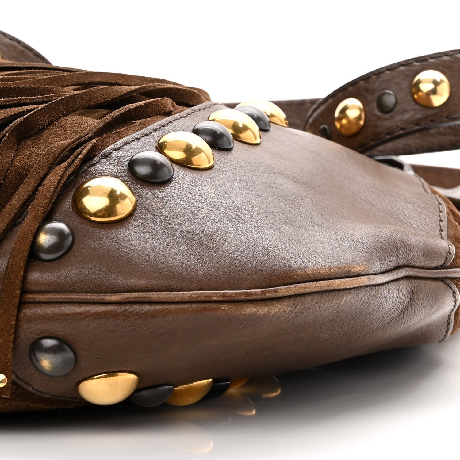 Gucci Calfskin Suede Fringe Babouska Hobo Brown 10 of 11