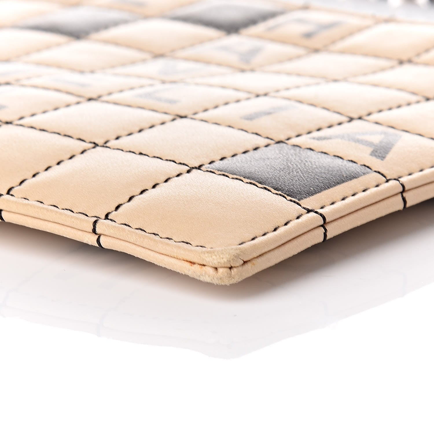 Chanel Lambskin Crossword Pochette Beige Black 6 of 10