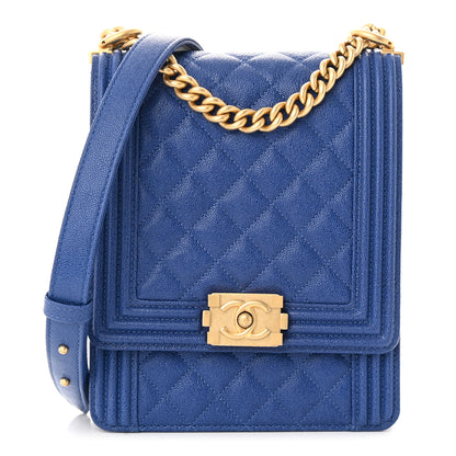 Chanel Caviar Quilted North South Boy Flap Blue 1 of 10