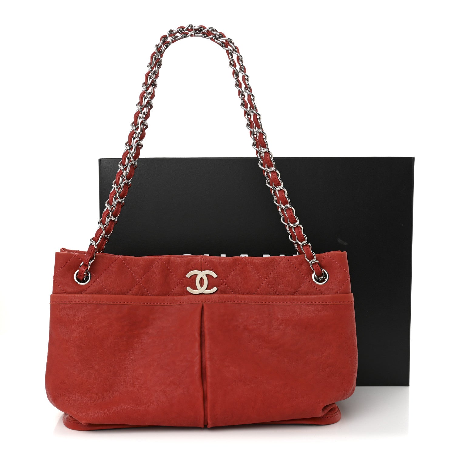 Chanel Ultra Soft Suede Calfskin Natural Beauty Tote Red 11 of 11