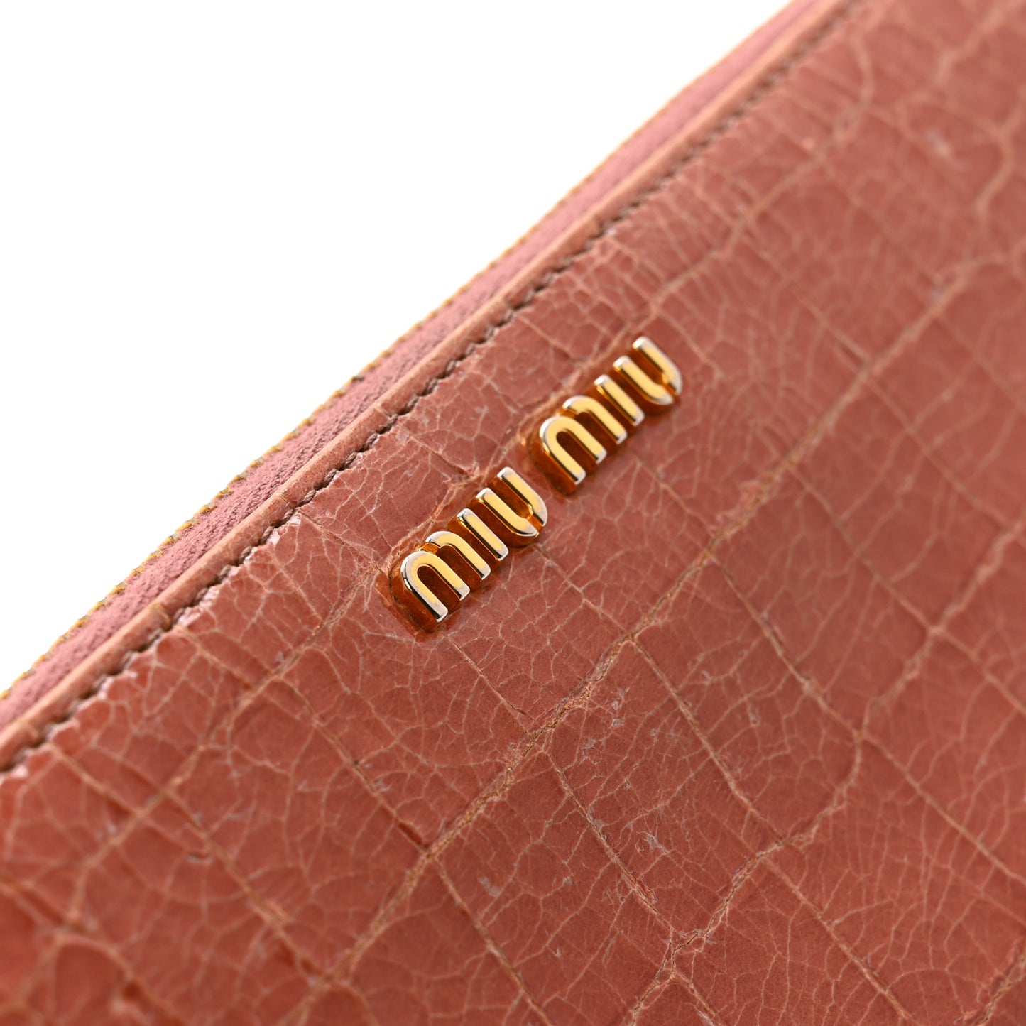 Vernice Crocodile Embossed Calfskin Zip Around Wallet Antico