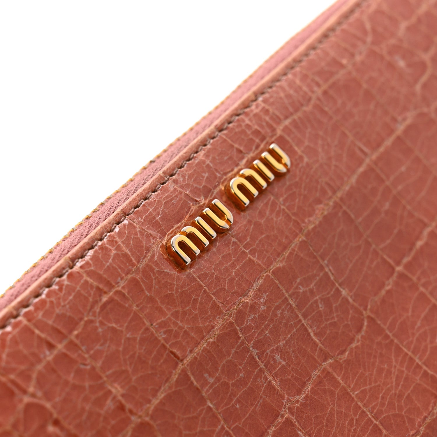 Miu Miu Vernice Crocodile Embossed Calfskin Zip Around Wallet Antico 10 of 12