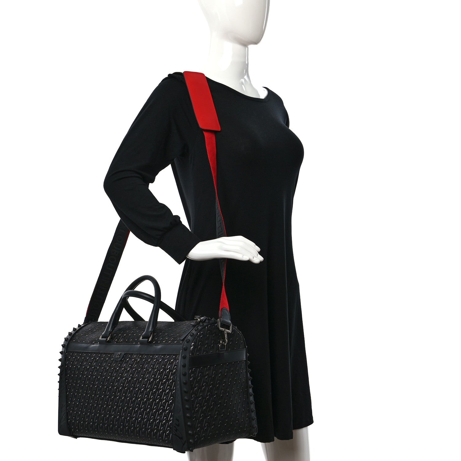 Christian Louboutin Studded Techno CL Sneakender Duffle White Black 2 of 8