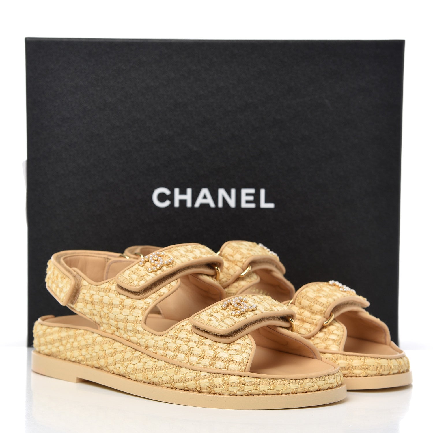 Chanel Braided Fabric Velcro Dad Sandals 36.5 Beige 12 of 12