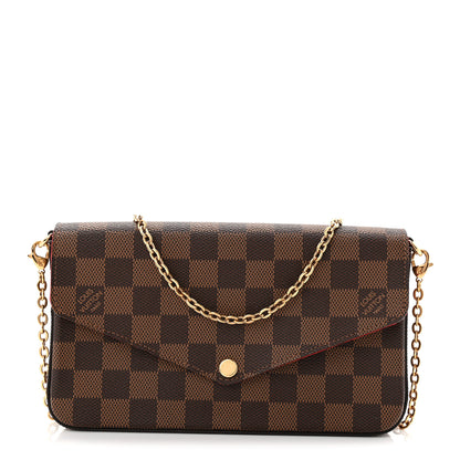 Louis Vuitton Damier Ebene Pochette Felicie Chain Wallet 1 of 9