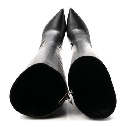 Christian Dior Calfskin Cherie Pointy Toe Tall Boots 37 Black 2 of 9