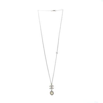 Chanel Crystal CC Pearl Drop Necklace Gold 2 of 5