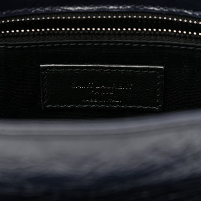 Saint Laurent Crinkled Calfskin Matelasse Monogram Medium Niki Chain Satchel Deep Marine 6 of 9