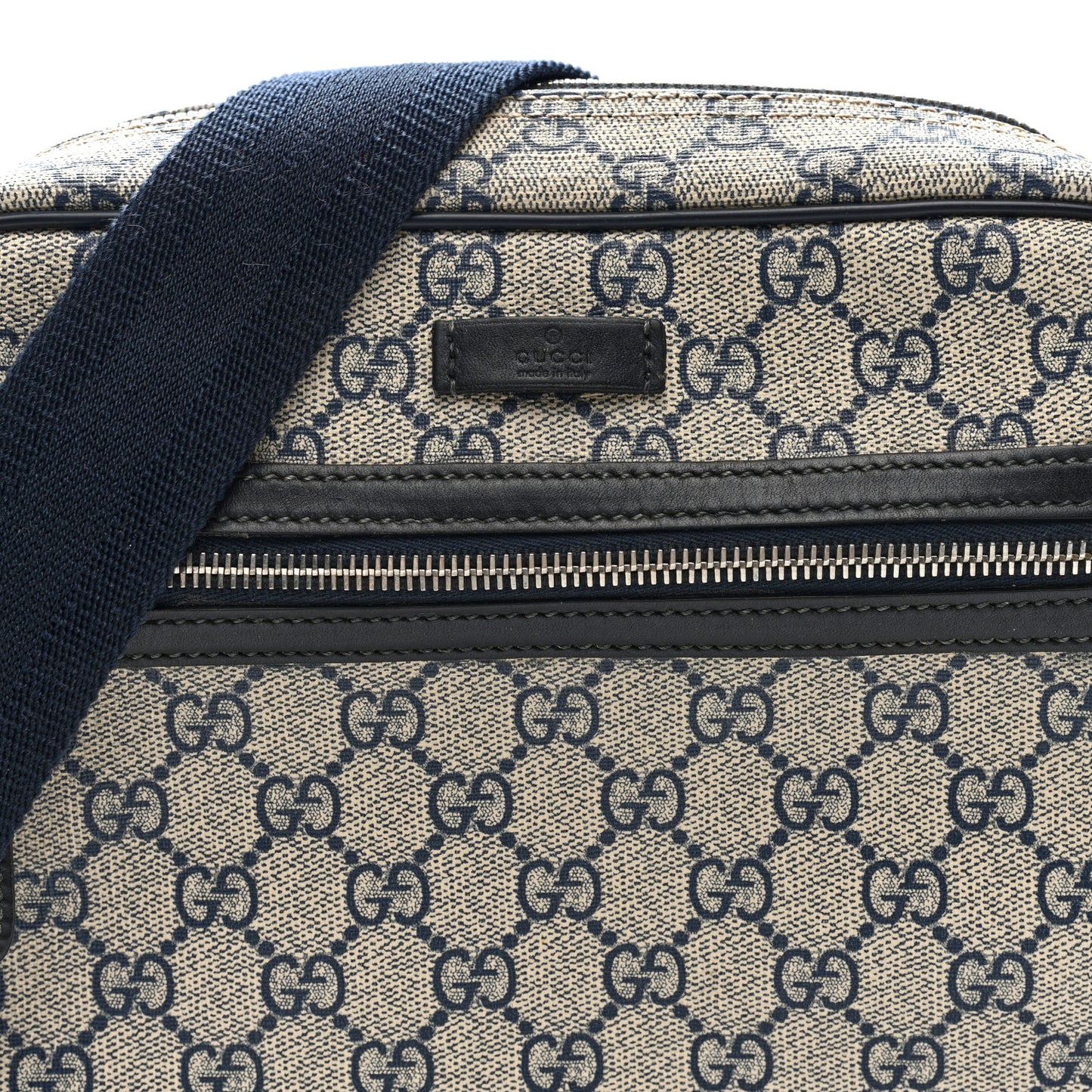 GG Plus Monogram Selleria Calfskin Medium Messenger Bag Beige Blue
