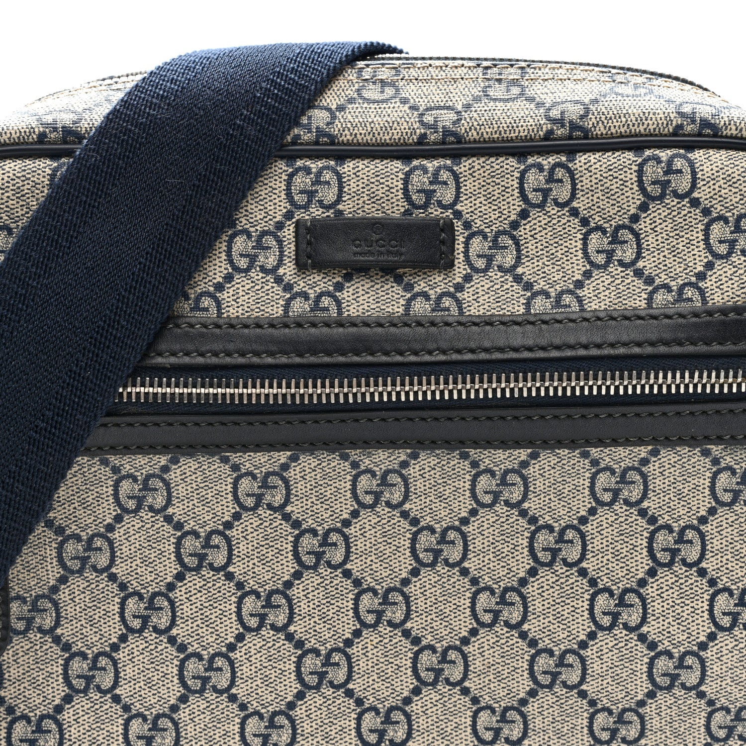 Gucci GG Plus Monogram Selleria Calfskin Medium Messenger Bag Beige Blue 7 of 9