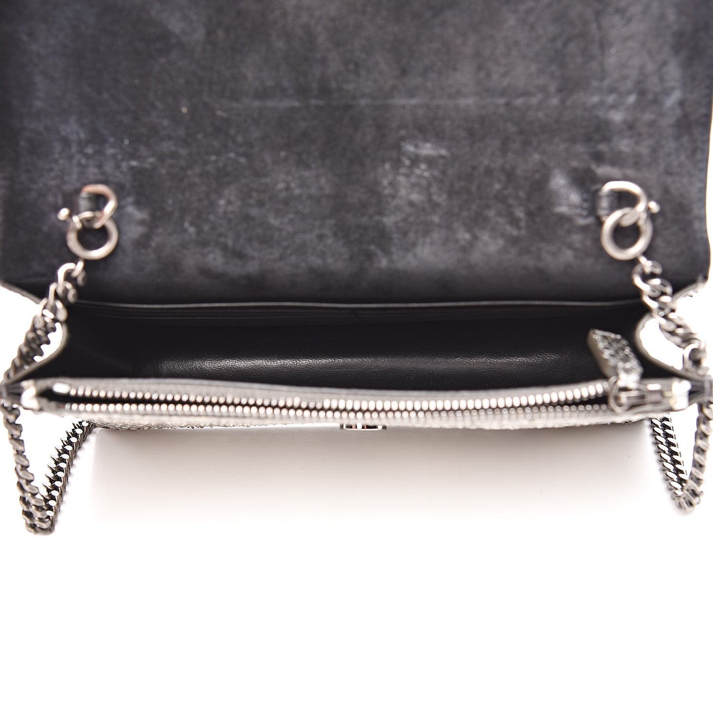 Metallic Python Calfskin Embossed Classic Monogram Kate Tassel Chain Wallet Anthracite