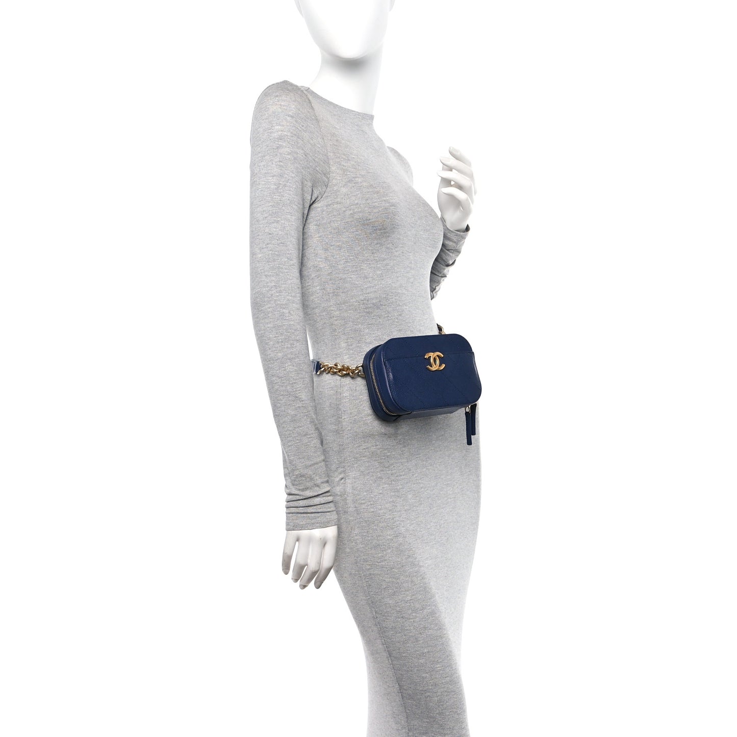 Caviar Stitched Waist Bag Blue