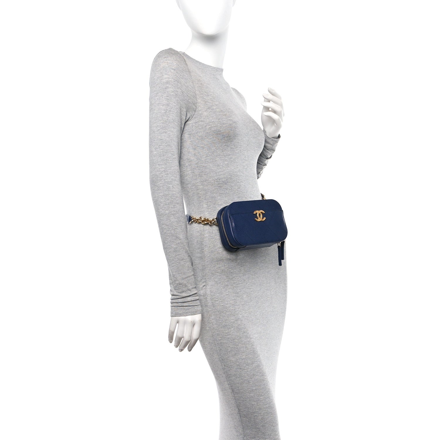 Chanel Caviar Stitched Waist Bag Blue 2 of 12