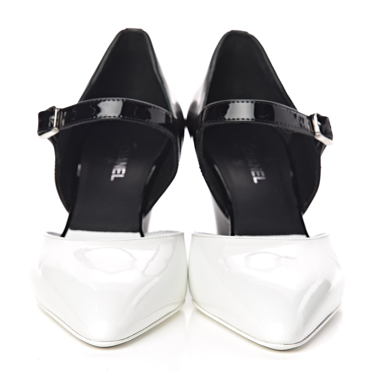 Chanel Patent Calfskin CC Pumps 38 White Black 2 of 8