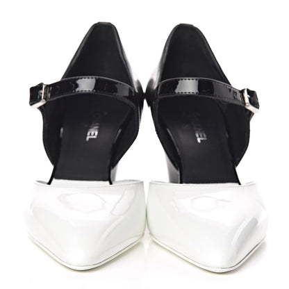 Chanel Patent Calfskin CC Pumps 38 White Black 2 of 8