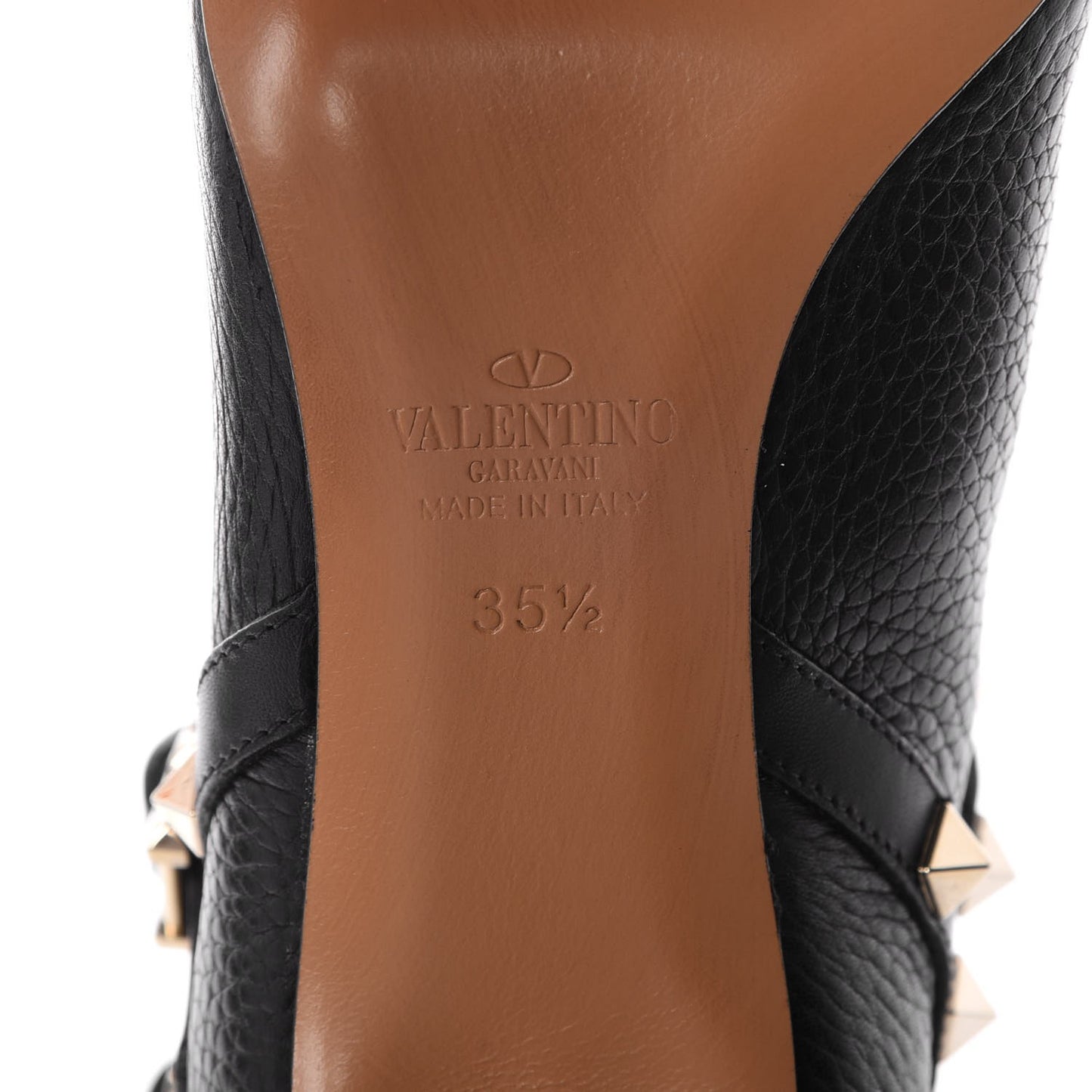 Grained Calfskin Rockstud Double Buckle 65mm Ankle Boots 35.5 Black