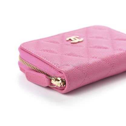 Chanel Caviar Quilted Zip Coin Purse Pink 6 of 10