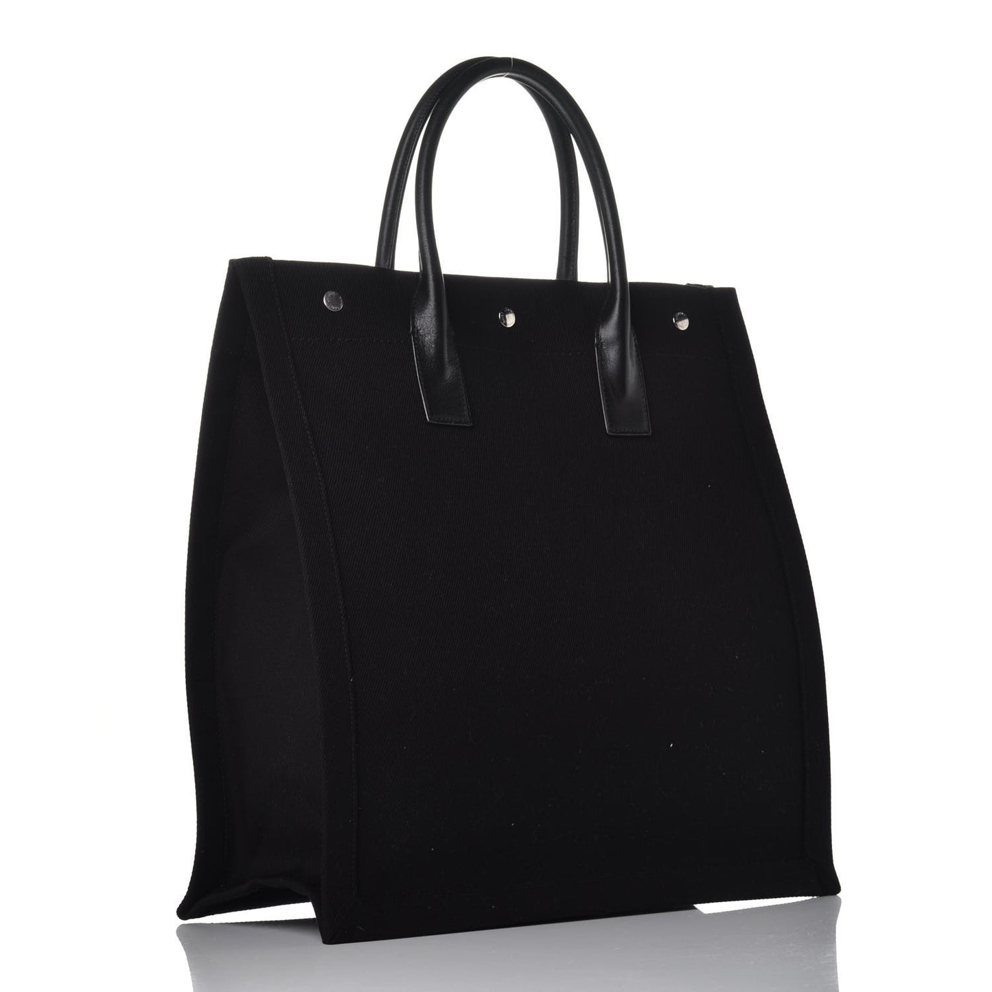 Linen Calfskin Rive Gauche North South Tote Black