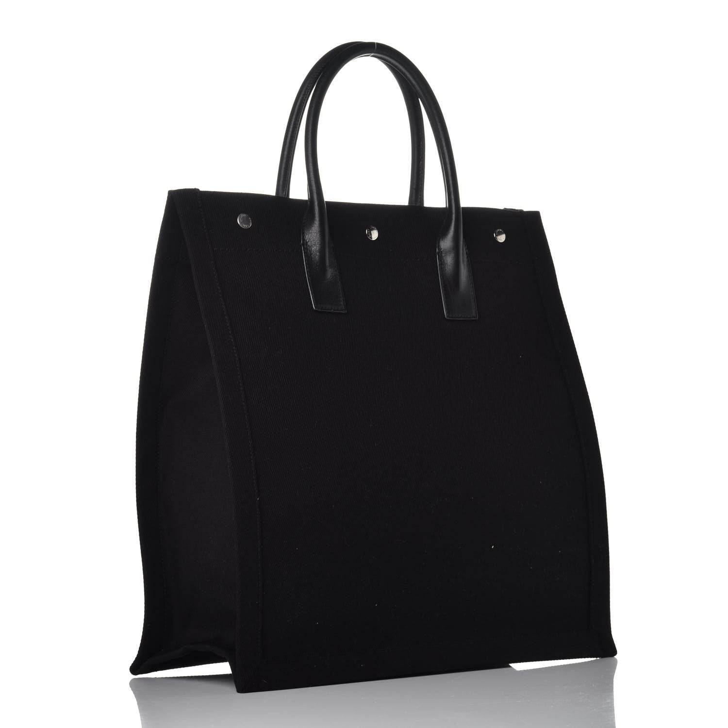 Saint Laurent Linen Calfskin Rive Gauche North South Tote Black 3 of 8