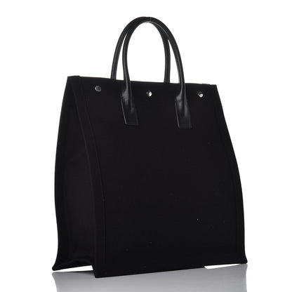 Saint Laurent Linen Calfskin Rive Gauche North South Tote Black 3 of 8
