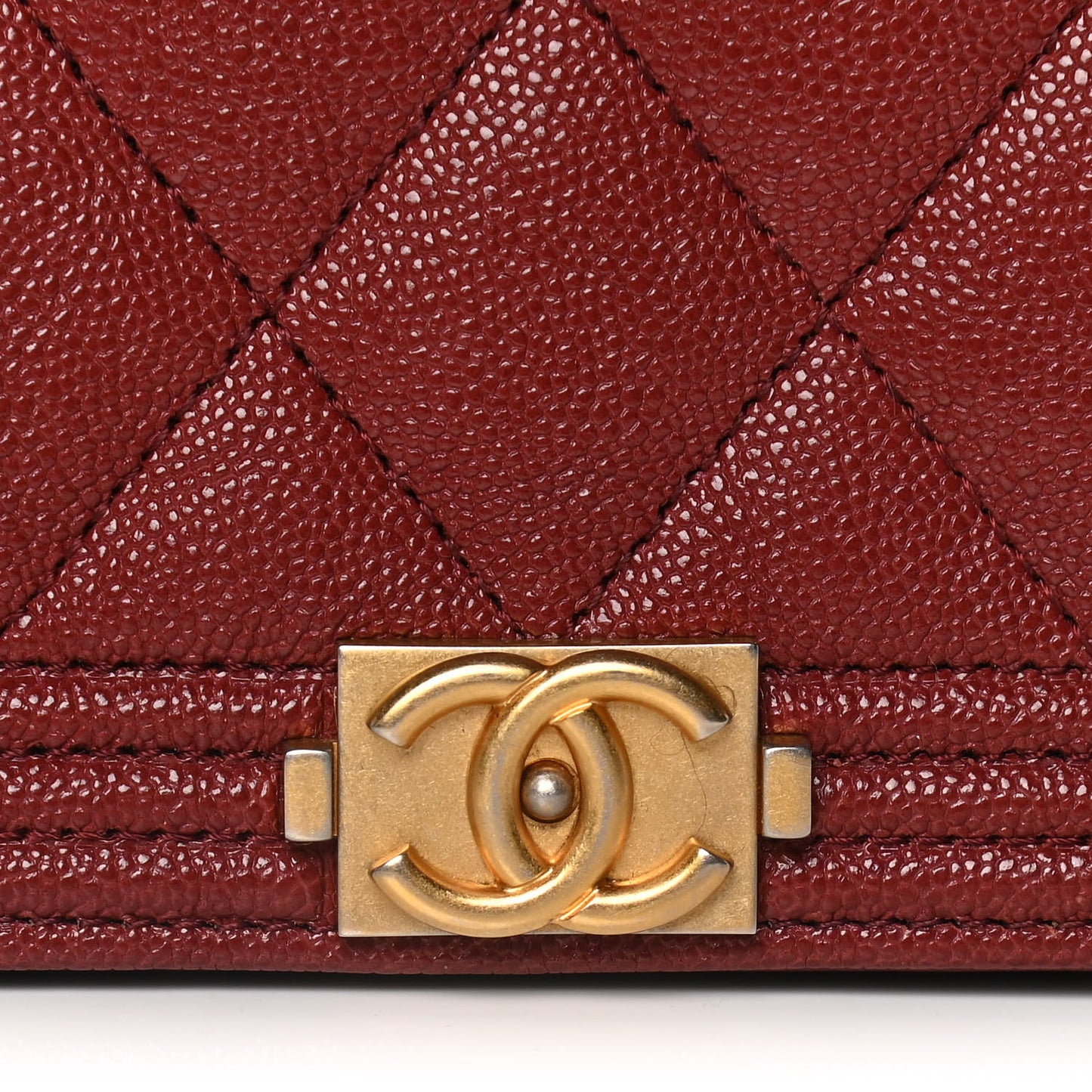 Caviar Quilted Boy Wallet On Chain WOC Red