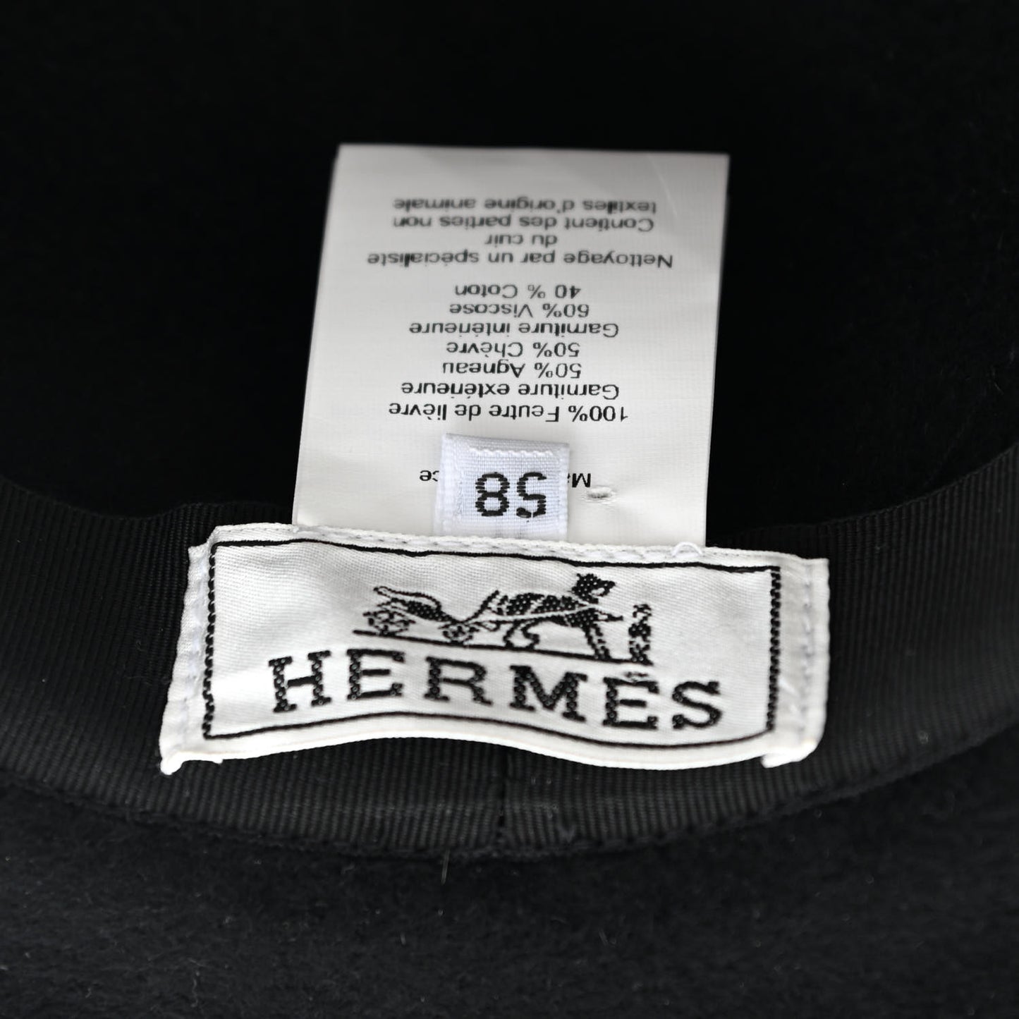Felt Goatskin Lambskin Hat 58 Black