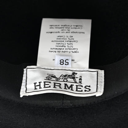 Hermes Felt Goatskin Lambskin Hat 58 Black 8 of 8