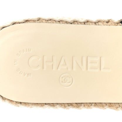 Chanel Iridescent Goatskin Patent CC Espadrille Mules 40 Black 8 of 9