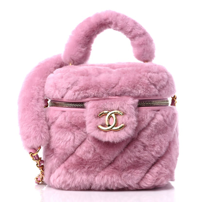 Chanel Shearling Lambskin Quilted Small CC Vanity Case Pink 2 of 10
