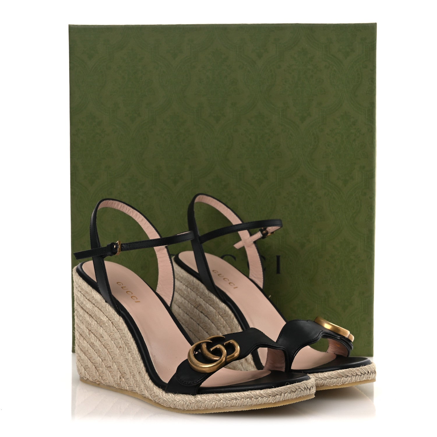 Gucci Galassia Aitana Espadrille 10/95mm Wedge Sandals 37.5 Black 11 of 11