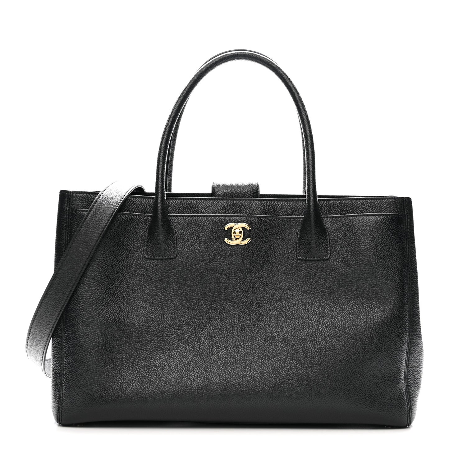 Calfskin Cerf Executive Shopper Tote Black