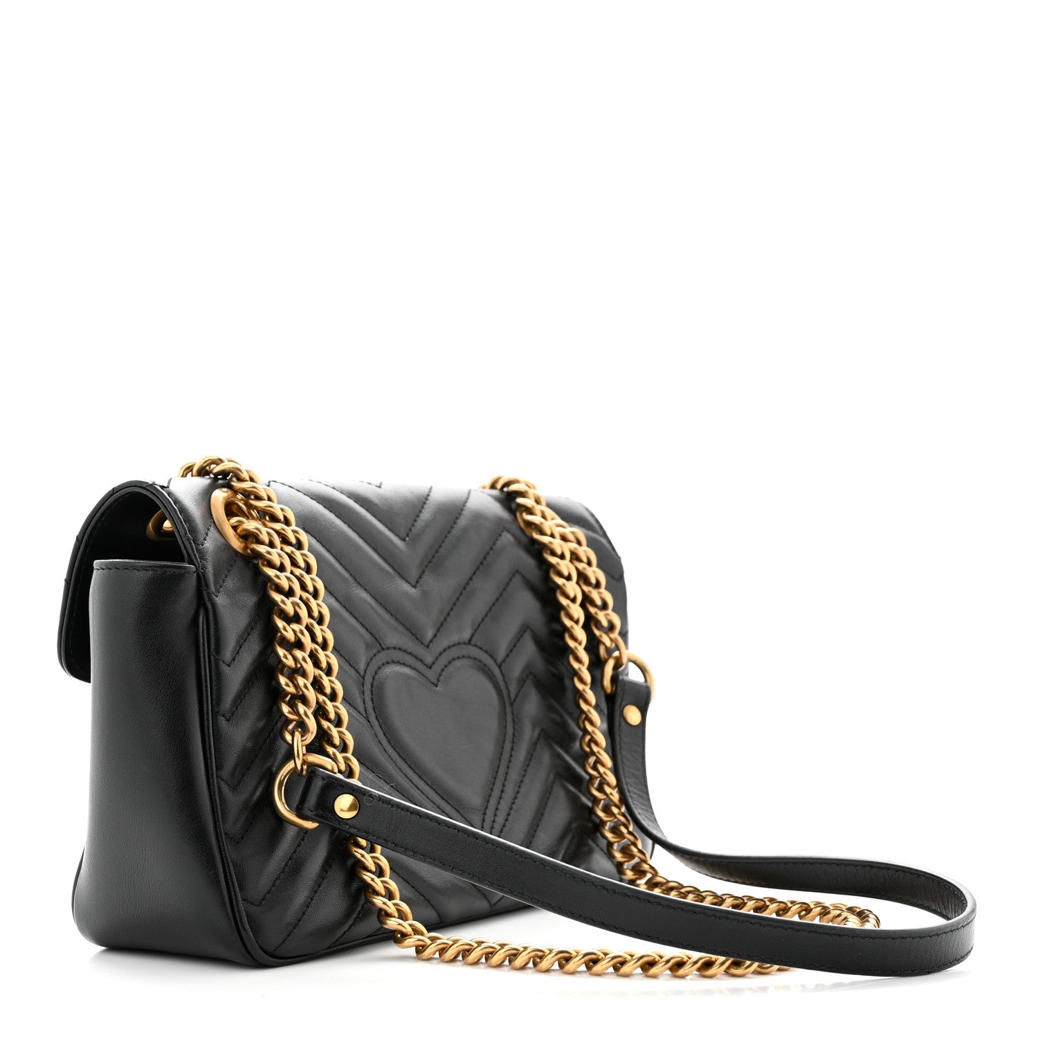 Gucci Calfskin Matelasse Small GG Marmont Shoulder Bag Black 3 of 10