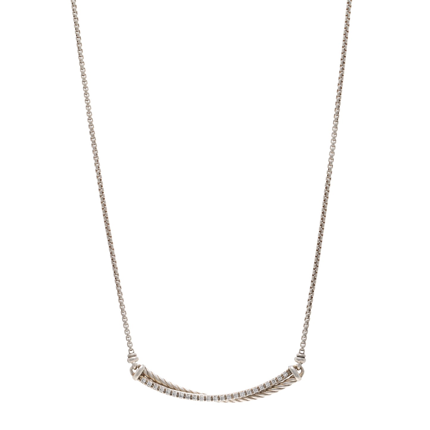 Sterling Silver Diamond Crossover Bar Necklace