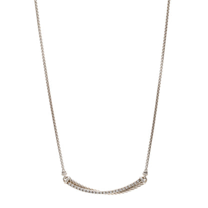 David Yurman Sterling Silver Diamond Crossover Bar Necklace 1 of 4
