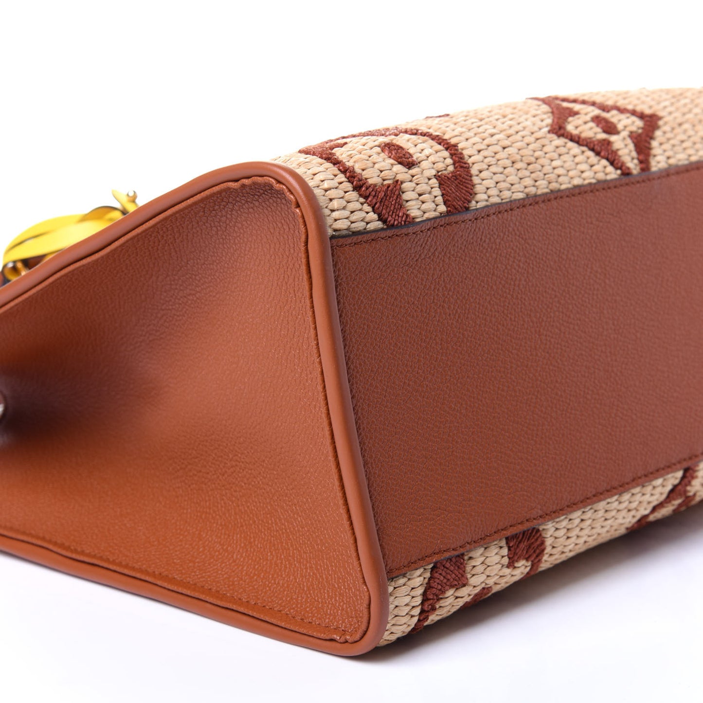 Raffia Calfskin Monogram Giant Onthego MM Tan