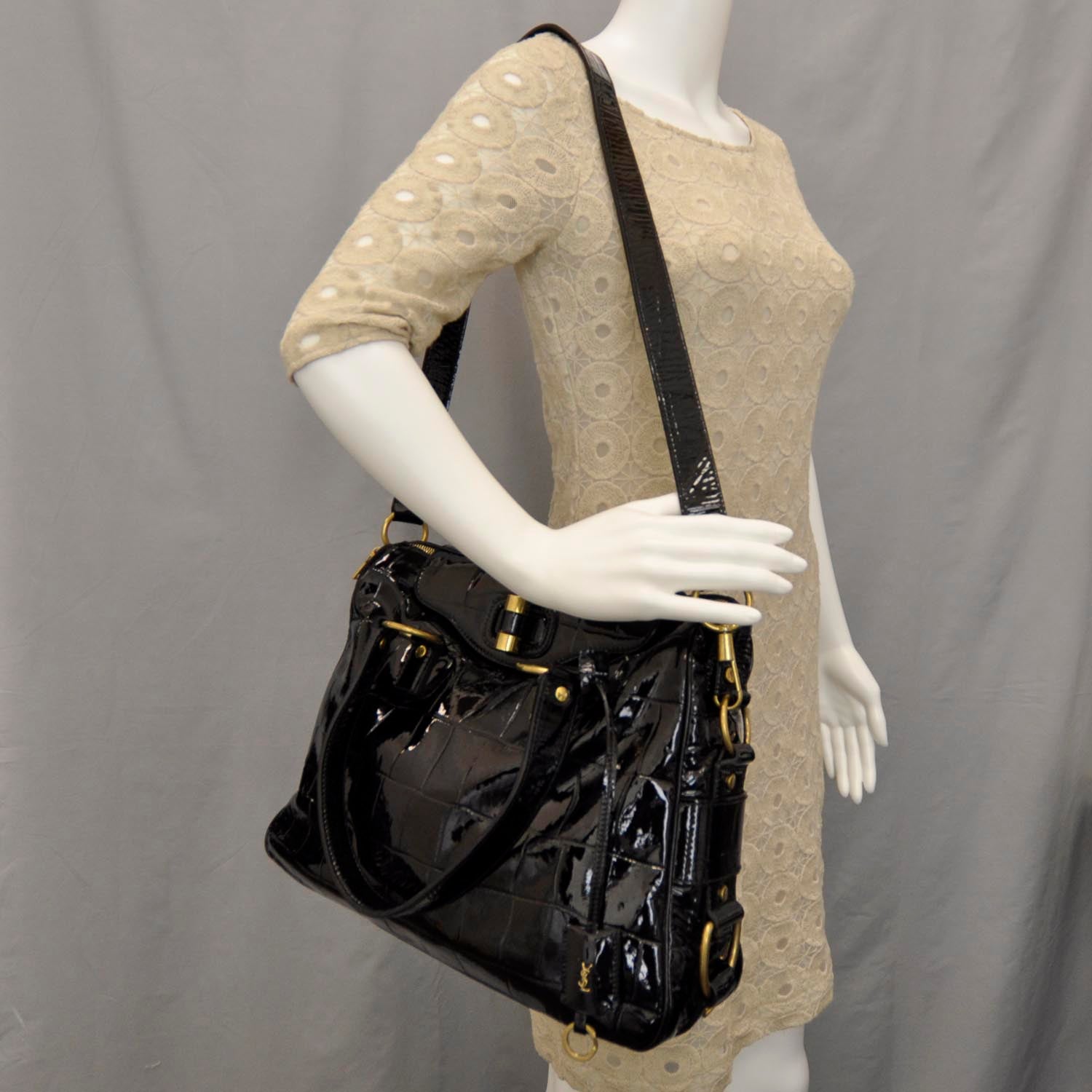 Saint Laurent Patent Croc Muse Messenger Black 3 of 8