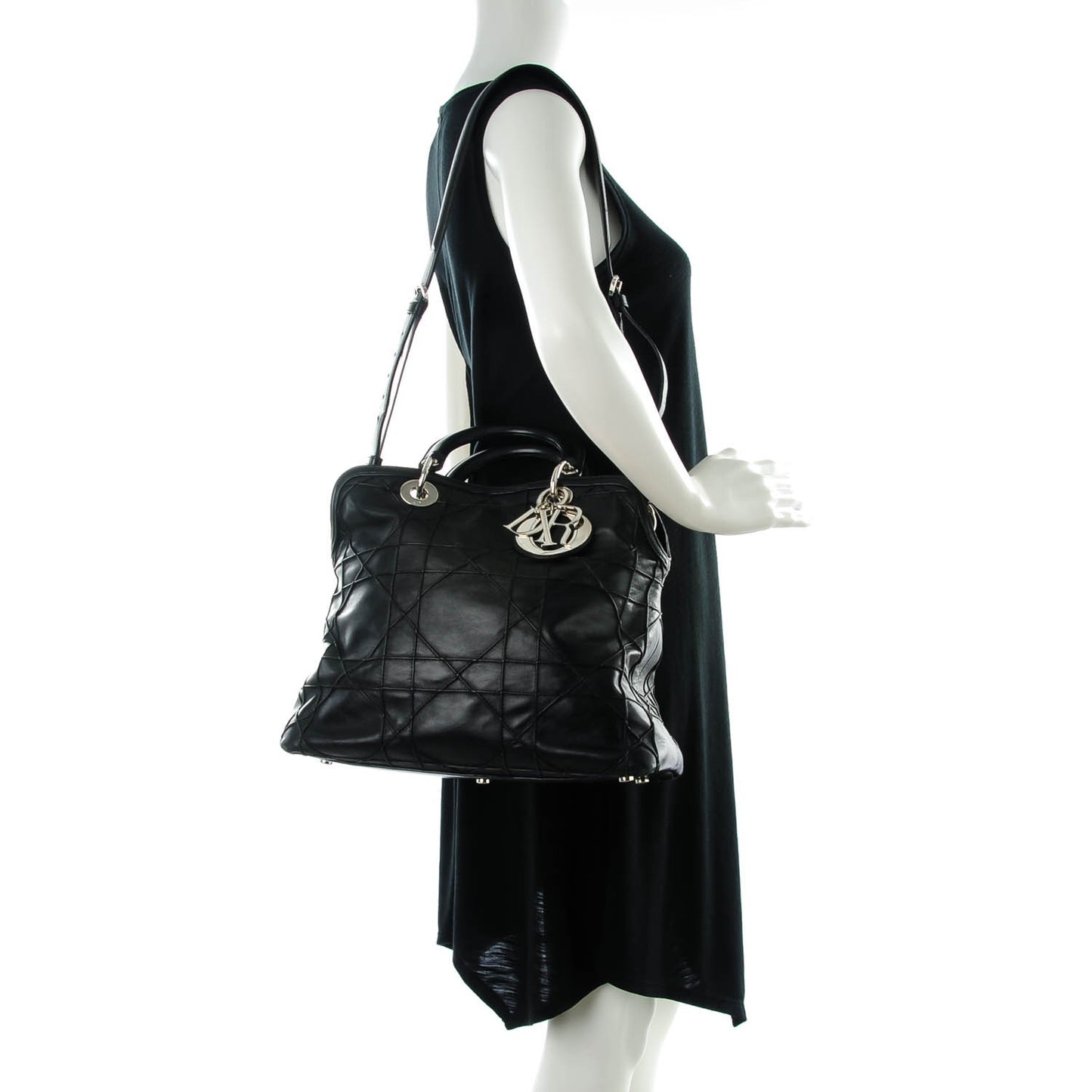 Lambskin Cannage Medium Granville Tote Black
