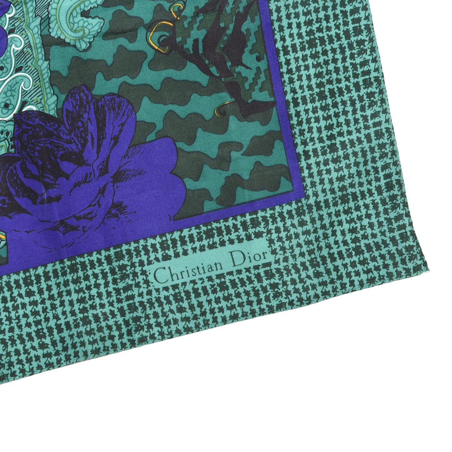 Silk Paisley Square Scarf Green Multicolor