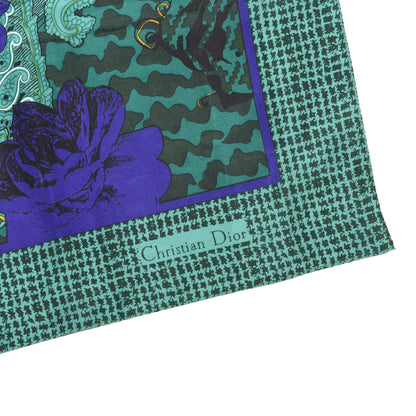 Christian Dior Silk Paisley Square Scarf Green Multicolor 2 of 2
