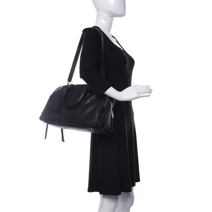 Celine Crocodile Embossed Calfskin Small Triptyque Satchel Black 2 of 9