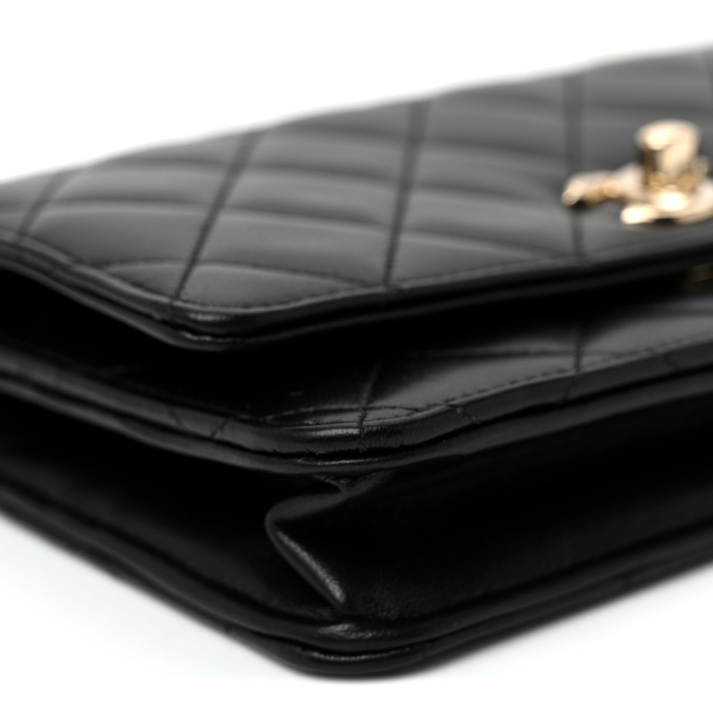 Lambskin Quilted Trendy CC Wallet On Chain WOC Black