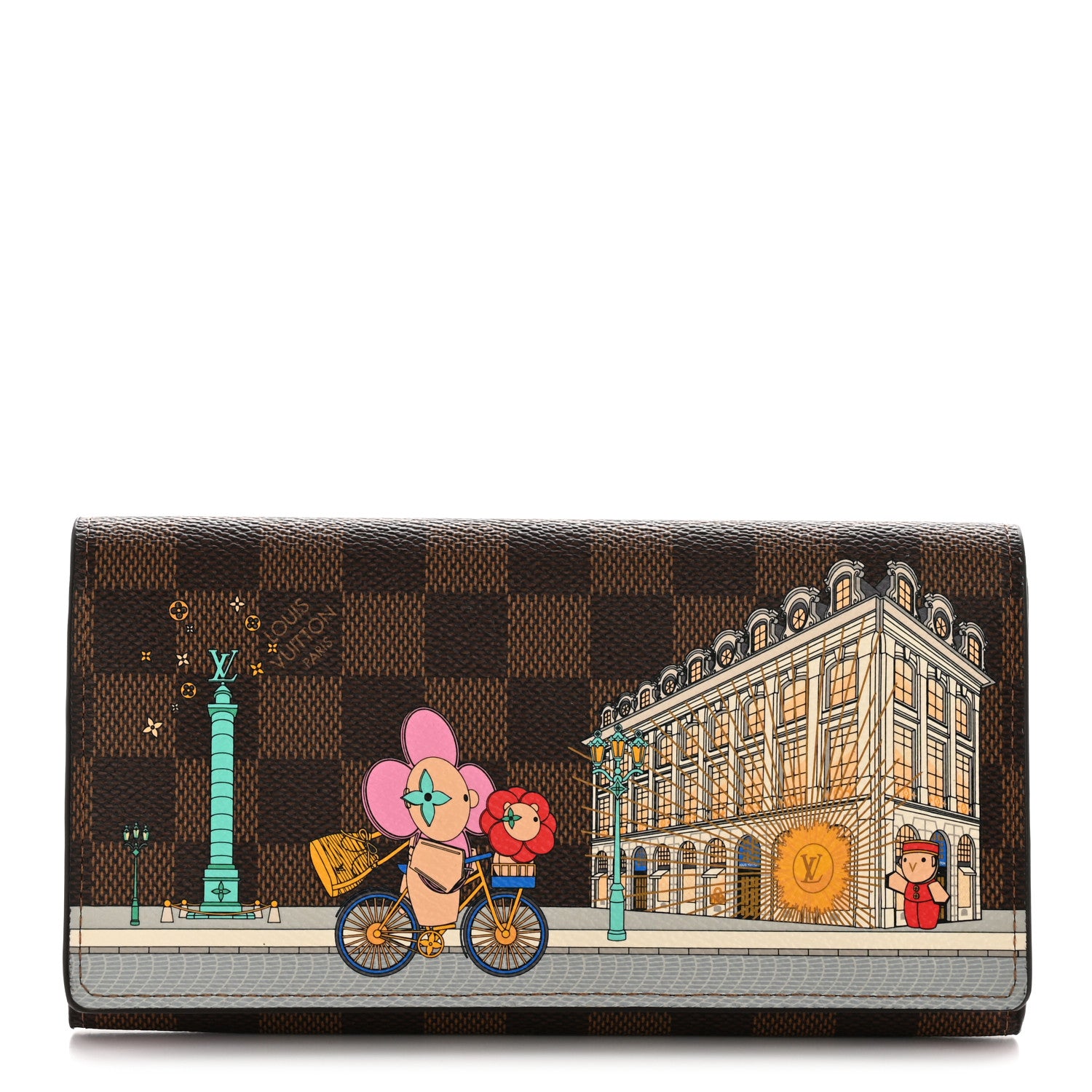 Louis Vuitton Damier Ebene 2022 Christmas Animation Paris Sarah Wallet Pink 1 of 7