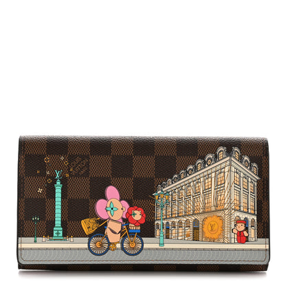 Louis Vuitton Damier Ebene 2022 Christmas Animation Paris Sarah Wallet Pink 1 of 7