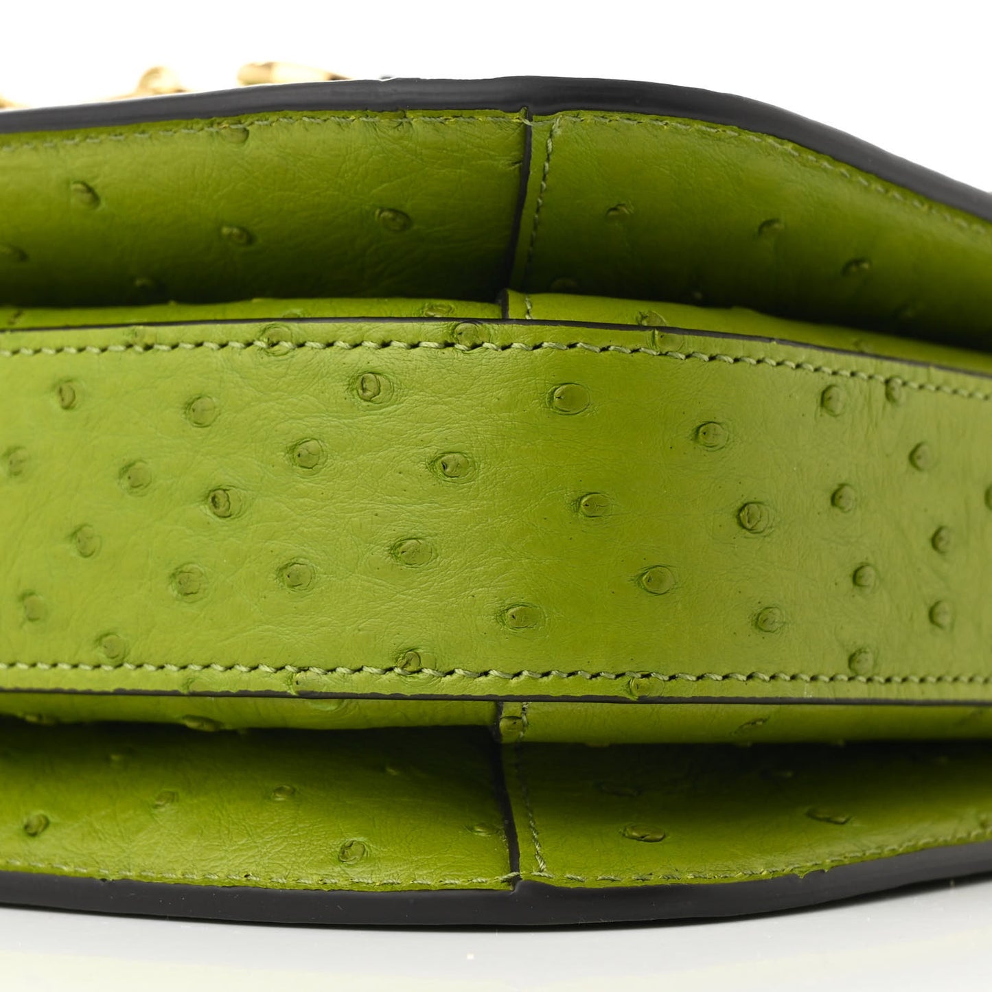 Ostrich Medium Horsebit 1955 Shoulder Bag Lemon Grass