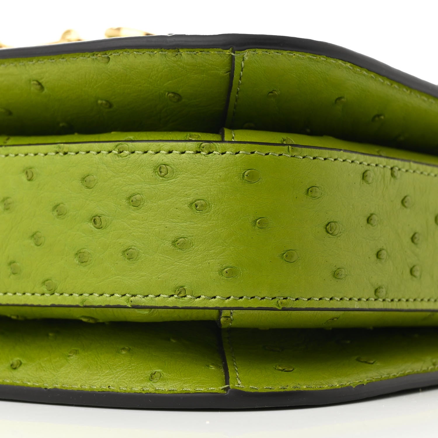 Gucci Ostrich Medium Horsebit 1955 Shoulder Bag Lemon Grass 10 of 13