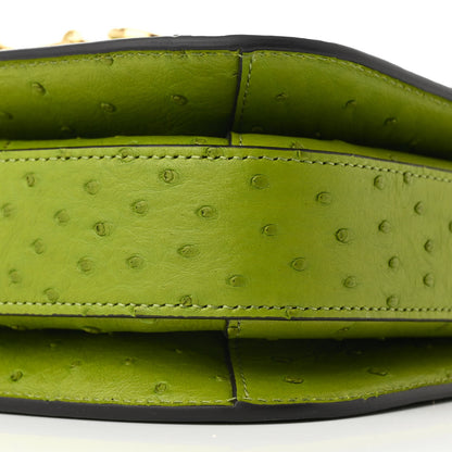 Gucci Ostrich Medium Horsebit 1955 Shoulder Bag Lemon Grass 10 of 13