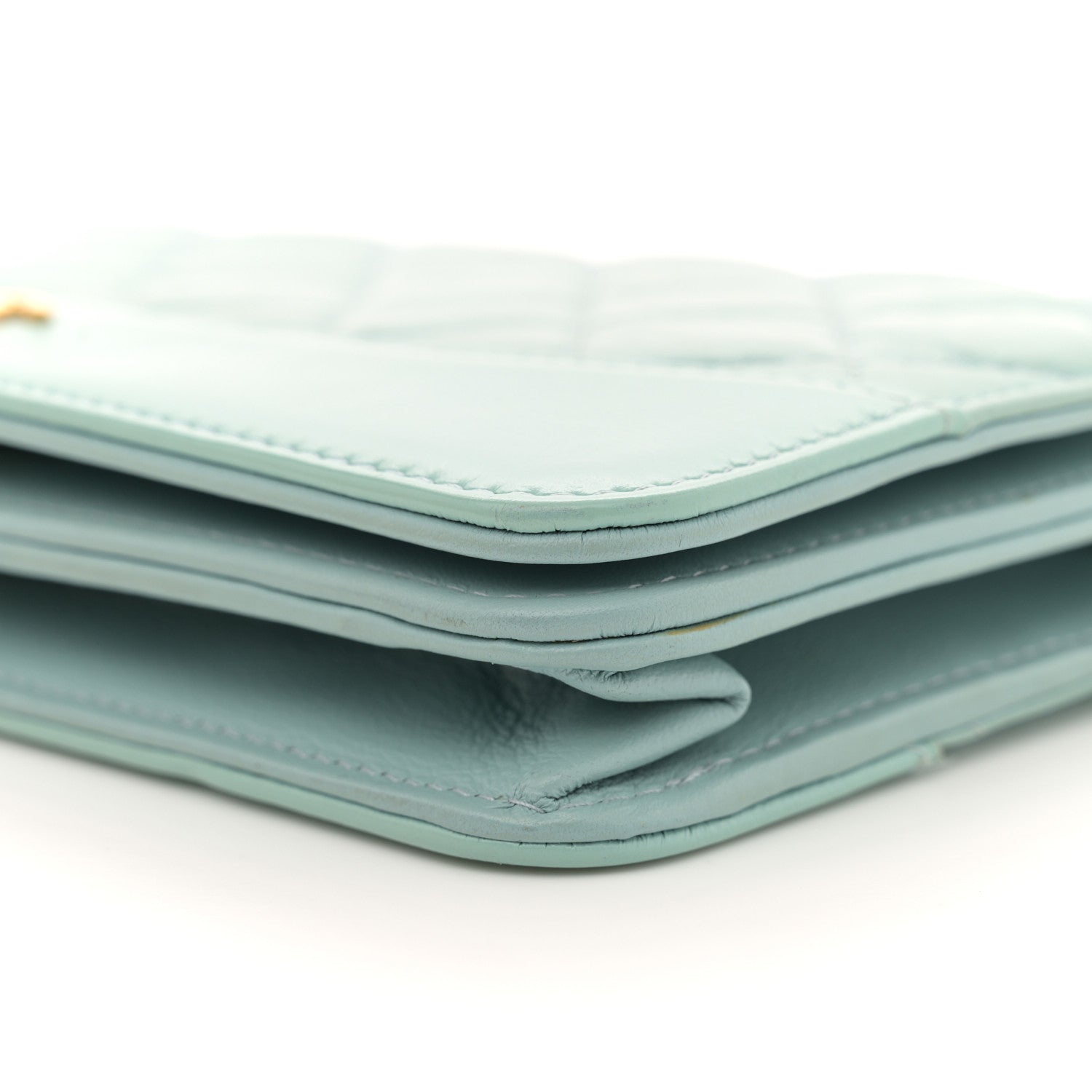 Chanel Aged Calfskin Quilted Gabrielle Wallet On Chain WOC Light Blue 10 of 12